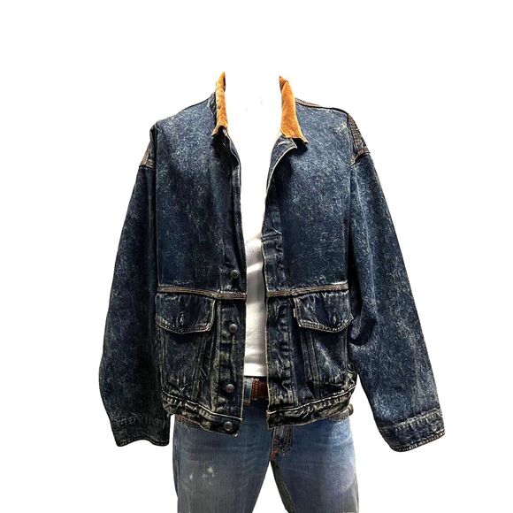LEVIS Vintage 80s Mens Made In USA Denim Corduroy Trucker Jacket XL EUC - Picture 5 of 11